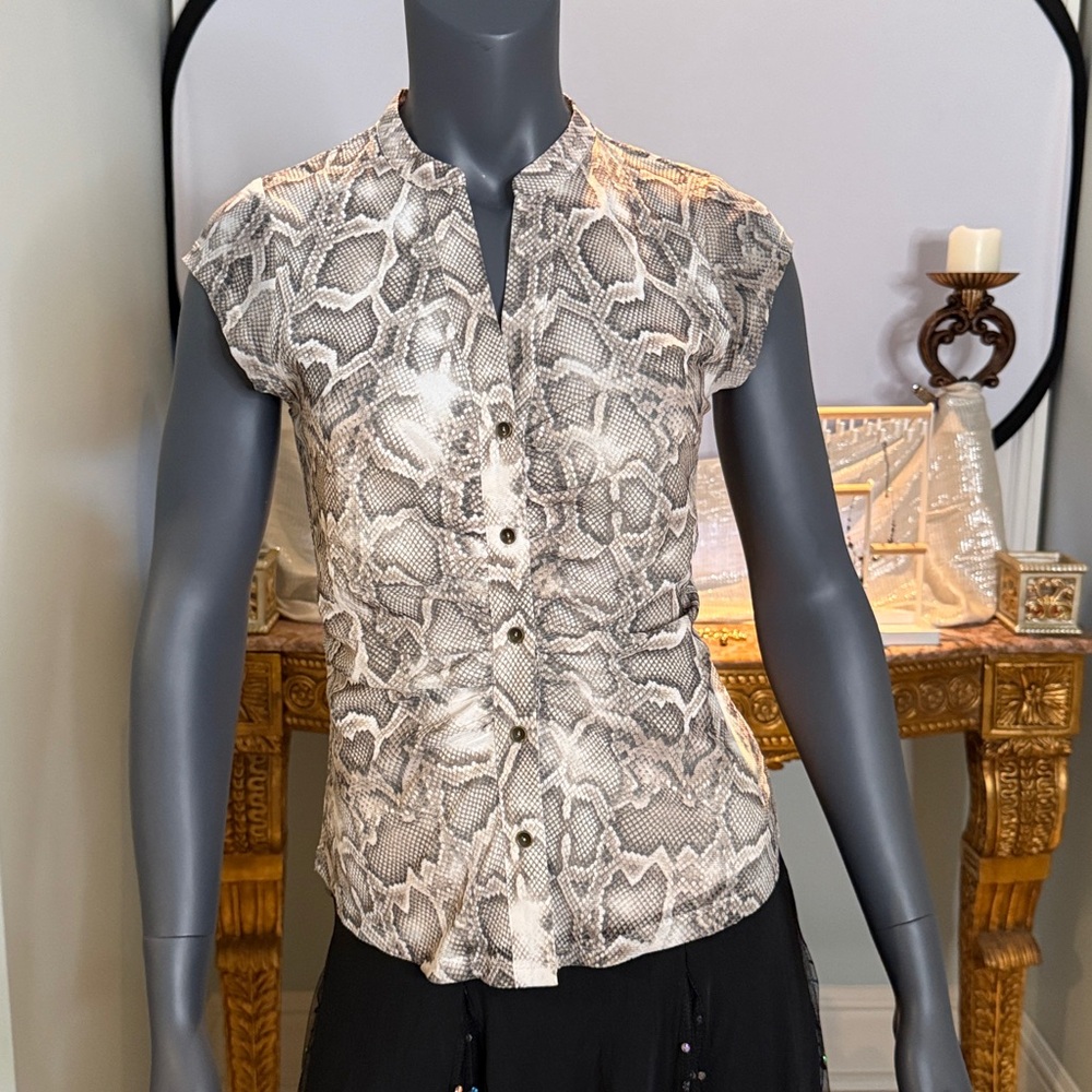 Snakeskin Print Sleeveless Blouse
